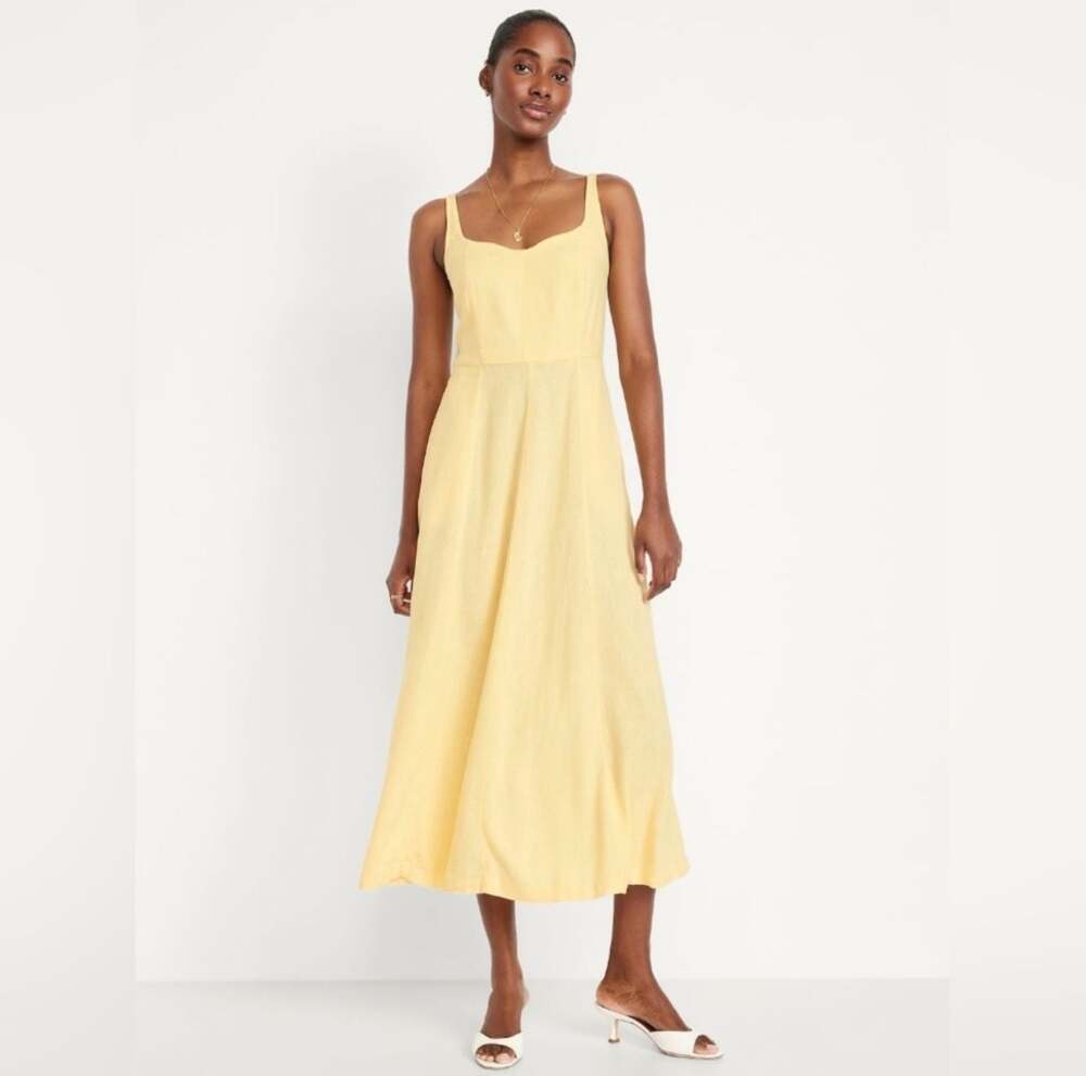 Old Navy Fit & Flare Sleeveless Linen-Blend Midi Dress women’s XXL
